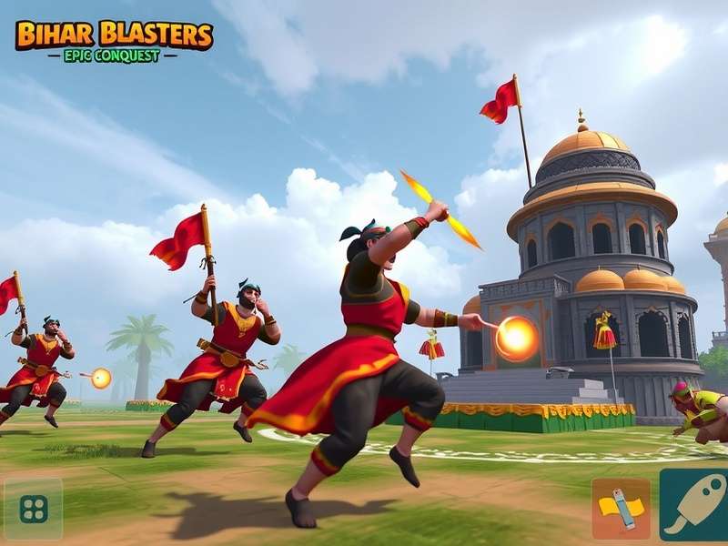 Bihar Blasters Epic Conquest gameplay screenshot showing battle scene
